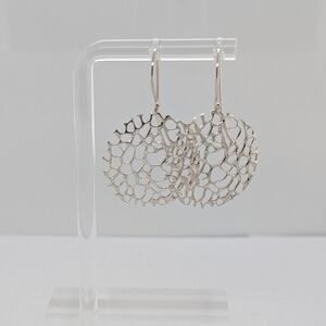 Sterling Silver Disc Earrings w/ Fligree Cut-Out Details